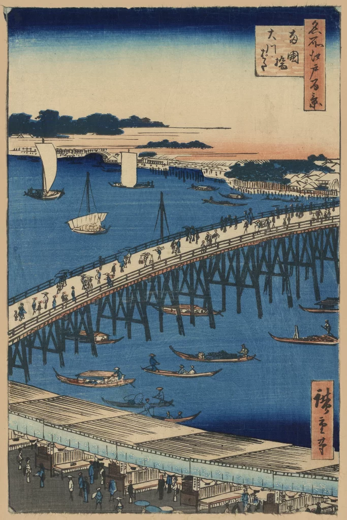 Bridge Boats River People Traditional Landscape