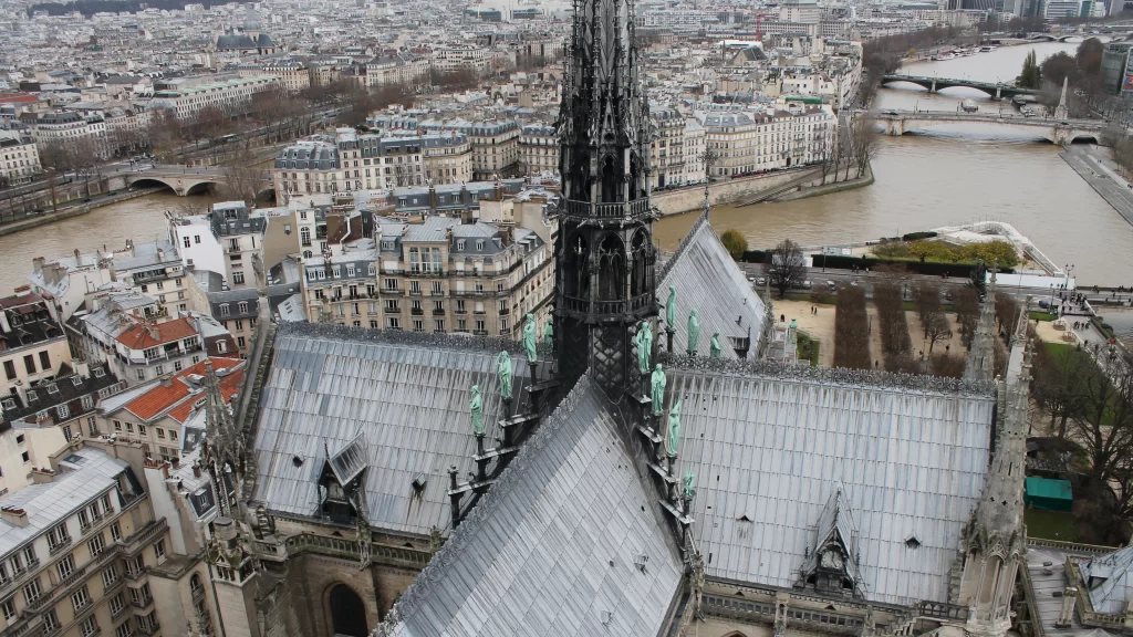 Cathedral spire river cityscape architecture bridge