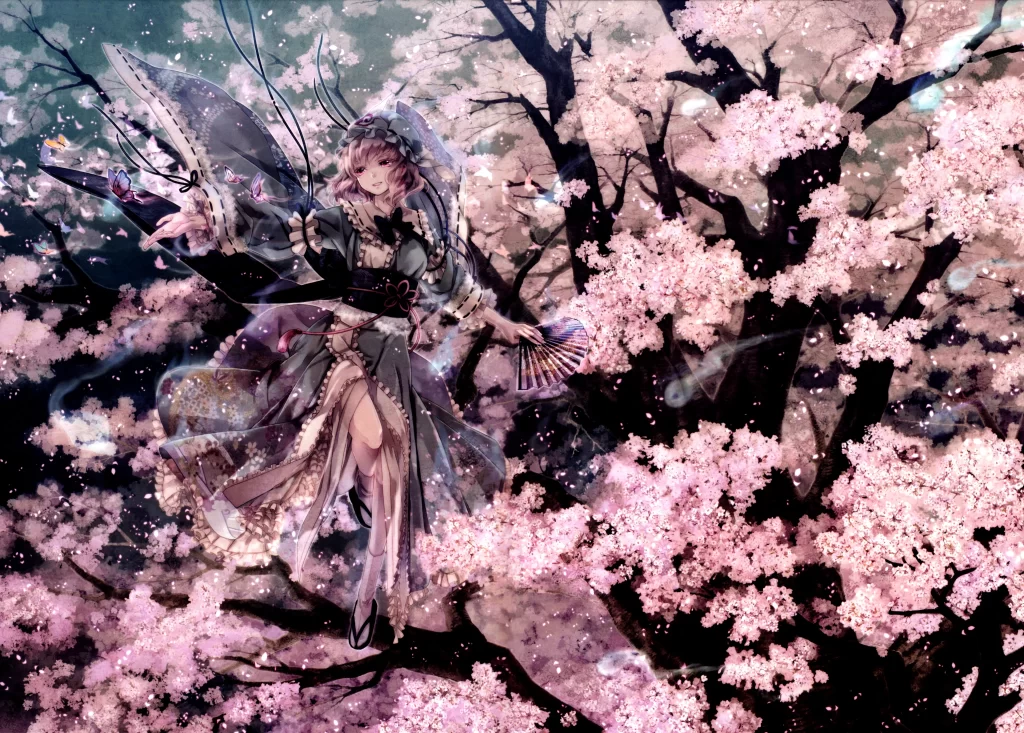 Cherry blossoms fantasy character traditional nature art