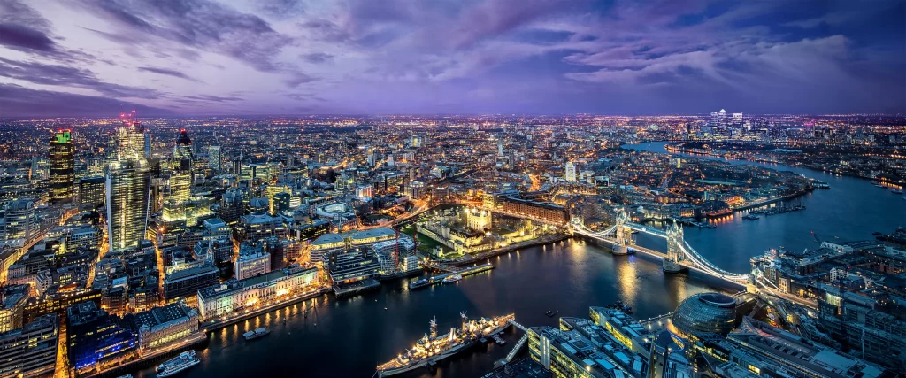 Cityscape River Tower Bridge Twilight Lights Architecture