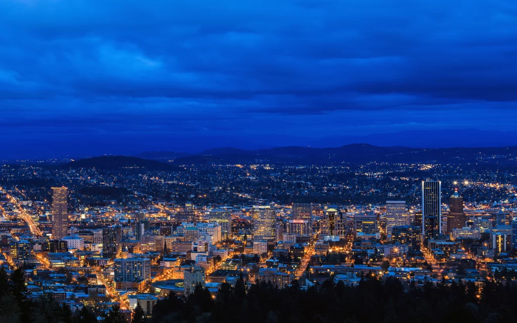 Cityscape night lights buildings skyline urban