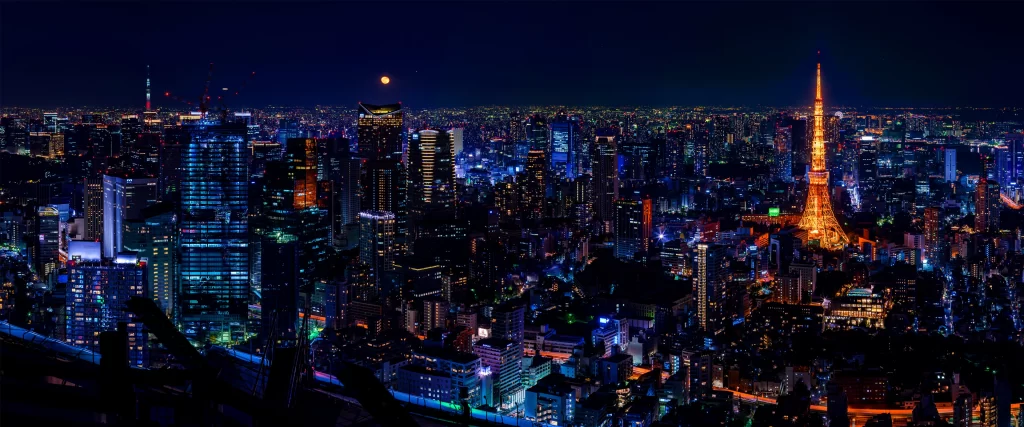Cityscape Night Lights Skyscrapers Vibrant Urban