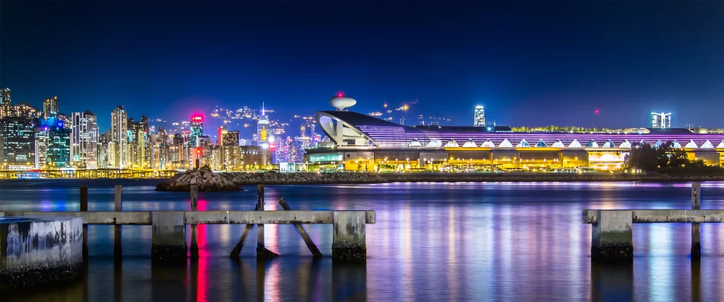 Cityscape Night Lights Water Reflections Modern