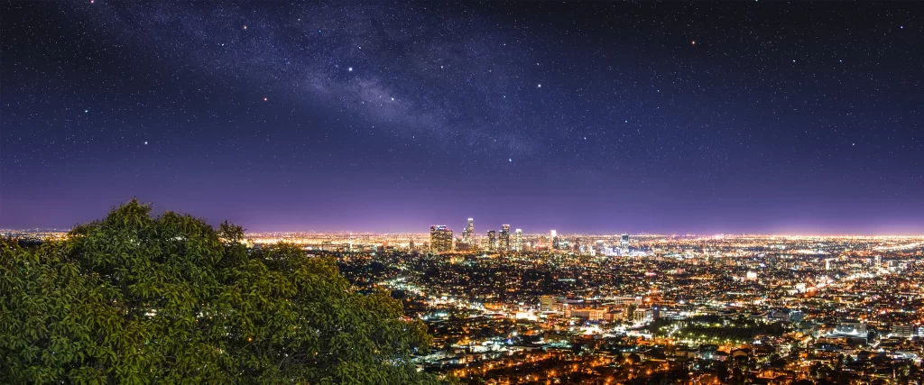 Cityscape Night Sky Stars Lights Urban Skyline