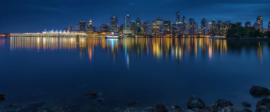 Cityscape Night Skyline Lights Reflection Water