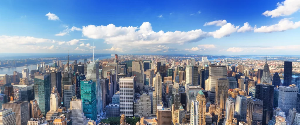Cityscape Skyscrapers Blue Sky Clouds Urban Architecture