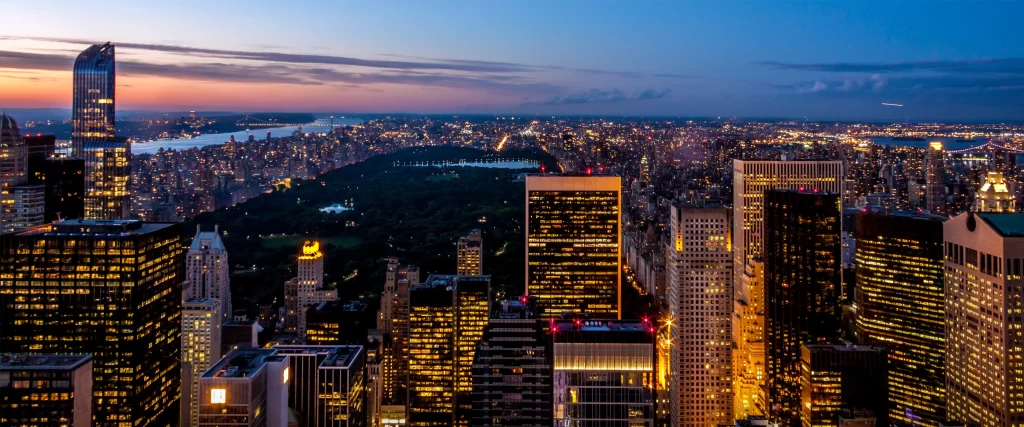 Cityscape Skyscrapers Twilight Lights Urban Skyline