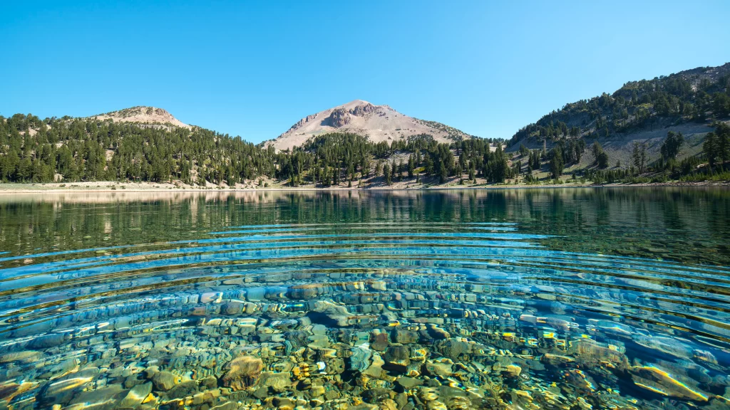 Clear Lake Mountain Forest Blue Sky Reflection Natural Beauty