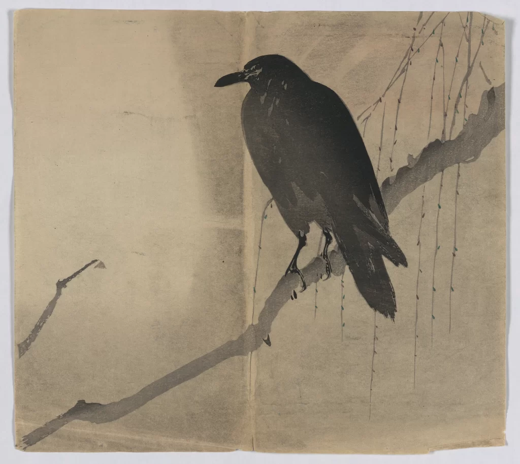 Crow Branch Ink Wash Traditional Minimalist Nature