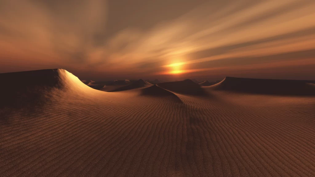 Desert Sunset Sand Dunes Sky Clouds Warm Colors
