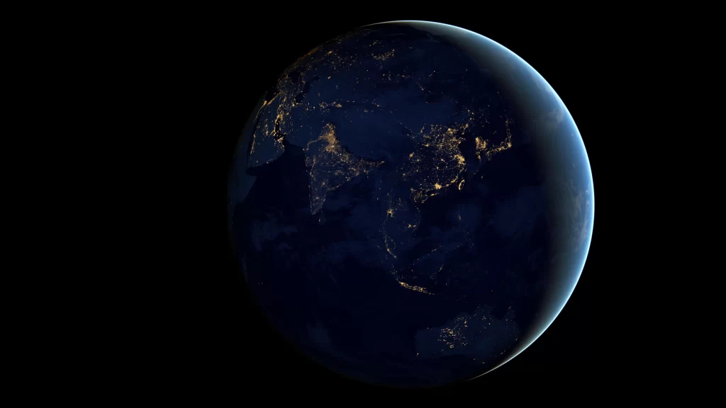 Earth night lights Asia Australia ocean darkness space