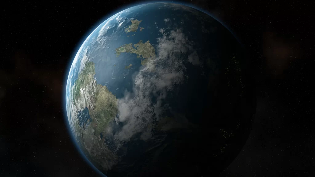Earth planet space atmosphere clouds continents