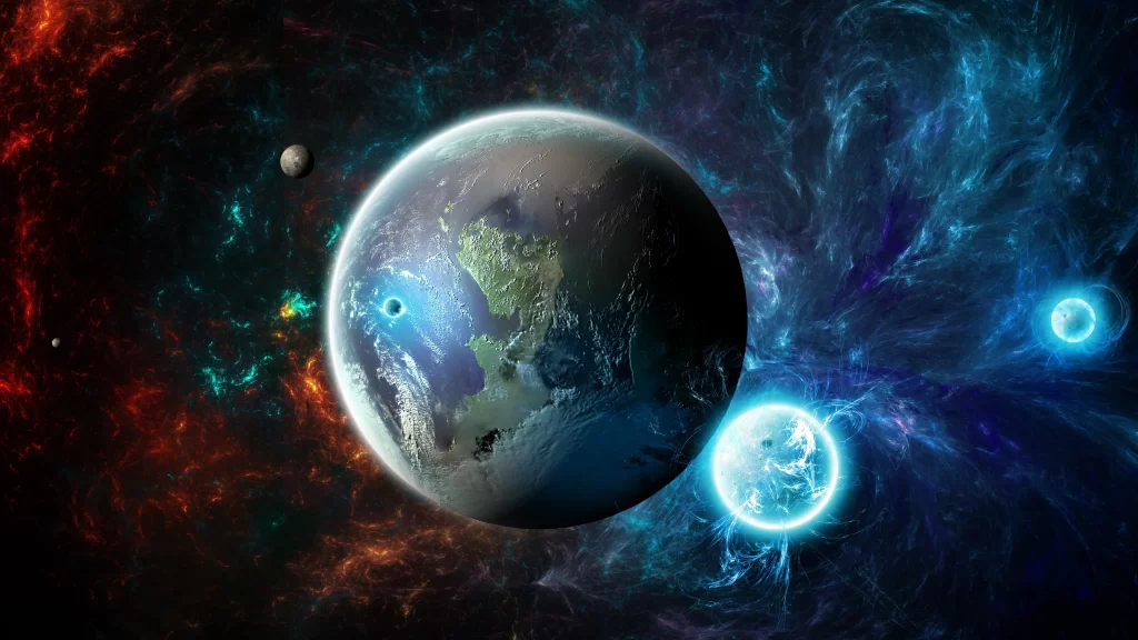 Earth planets cosmic nebula stars universe space exploration
