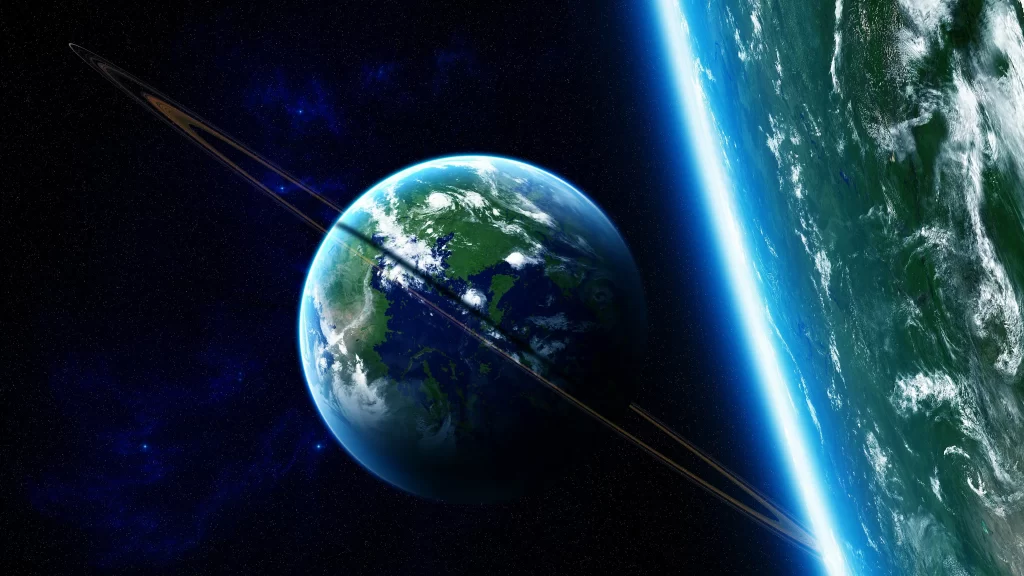Earth rings space planet atmosphere celestial cosmic universe