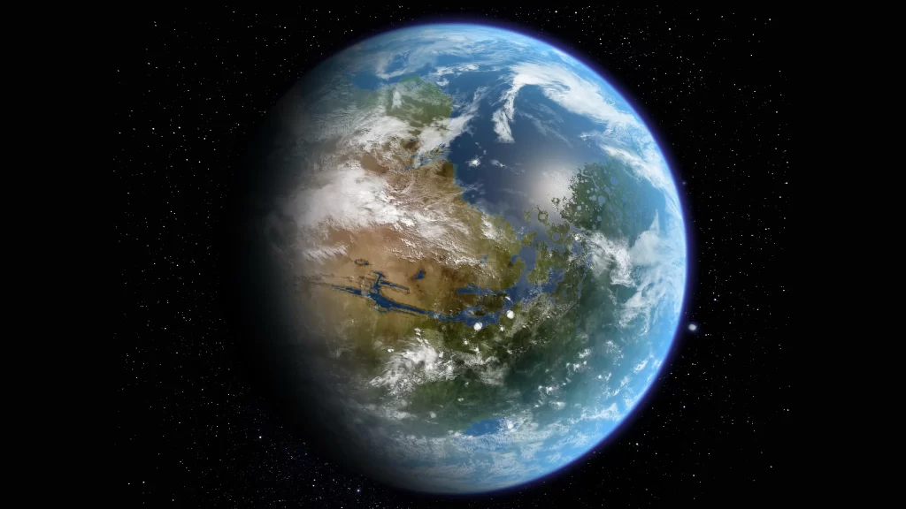 Earth space planet atmosphere clouds continents