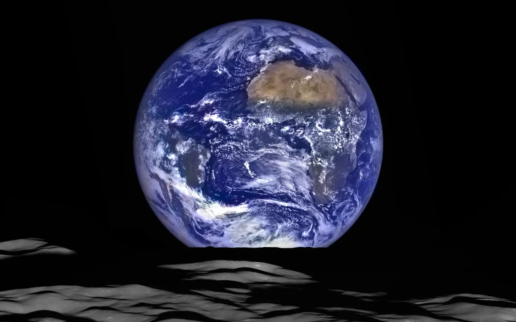 Earth space view planet horizon lunar landscape