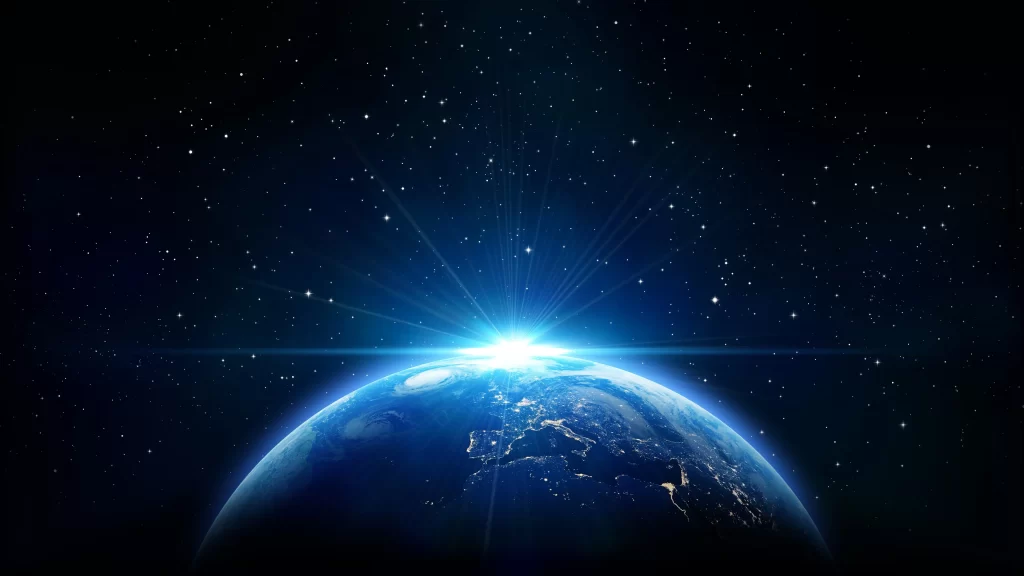 Earth sunrise space stars universe cosmos