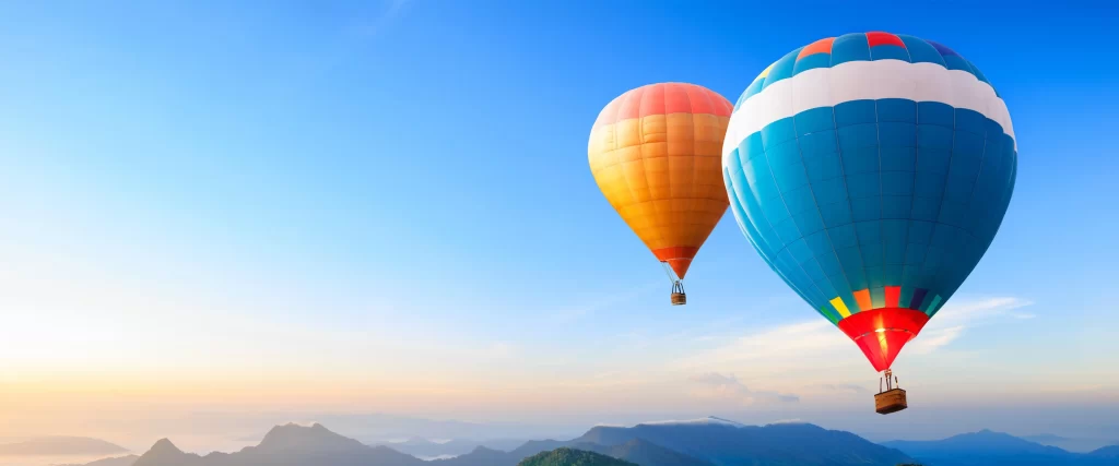 Hot Air Balloons Sky Sunrise Mountains Colorful Adventure