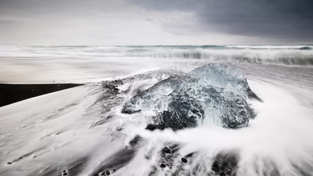 Ice Ocean Waves Beach Stormy Nature