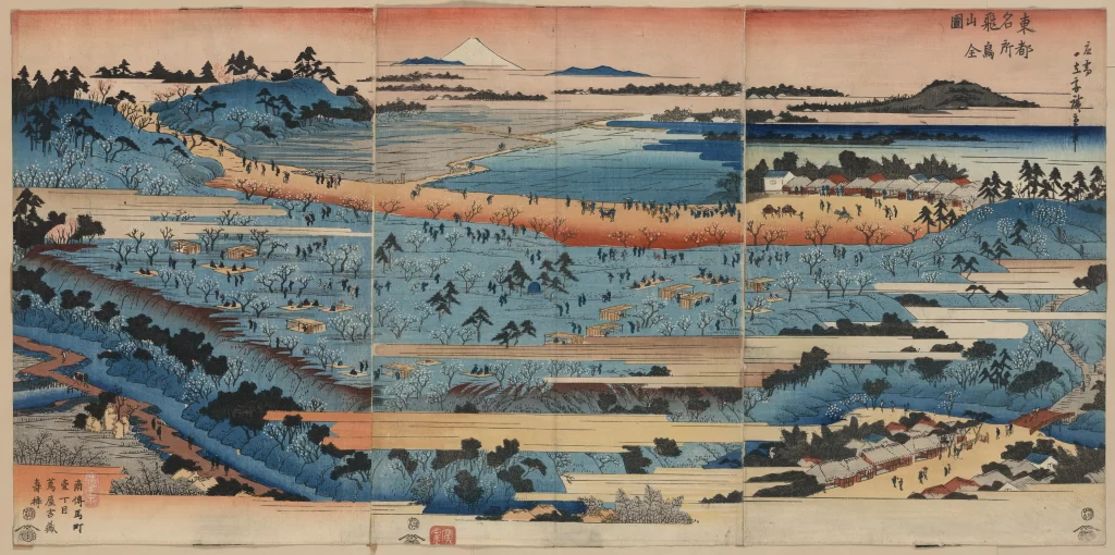 Landscape Mount Fuji Rural Scene Traditional Japan Ukiyo-e Art