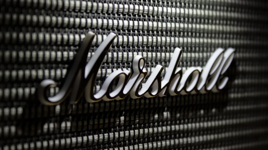 Marshall logo amplifier music brand design texture background