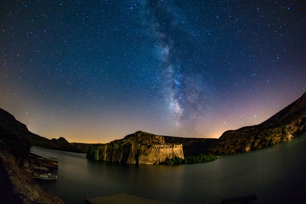 Milky Way stars night sky landscape lake mountains reflection natural beauty