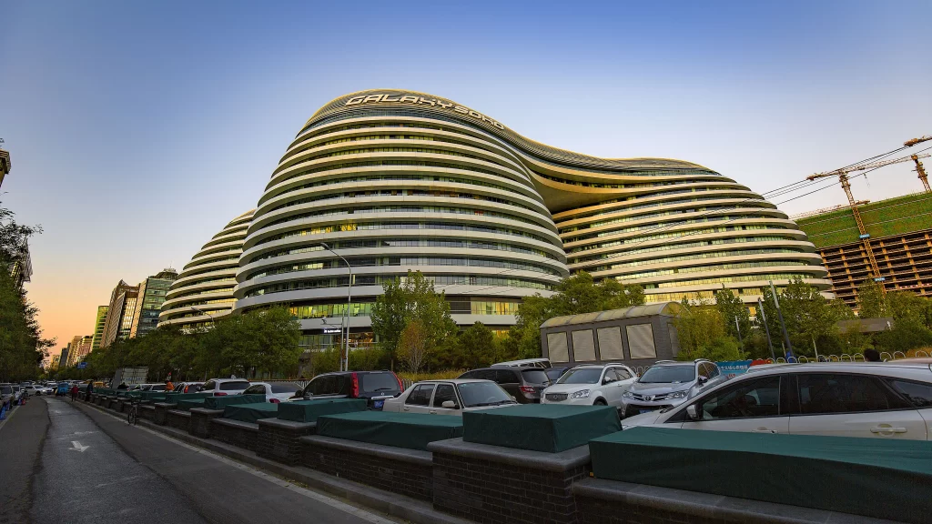 Modern Architecture Urban Skyline Vehicles Greenery