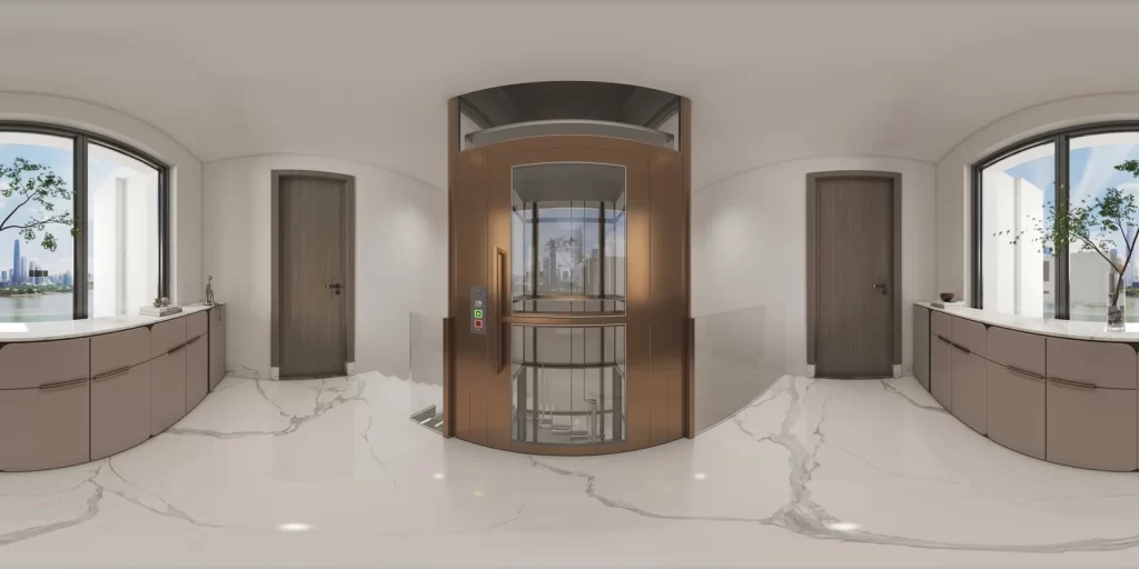 Modern Elevator Interior Marble Windows Minimalist