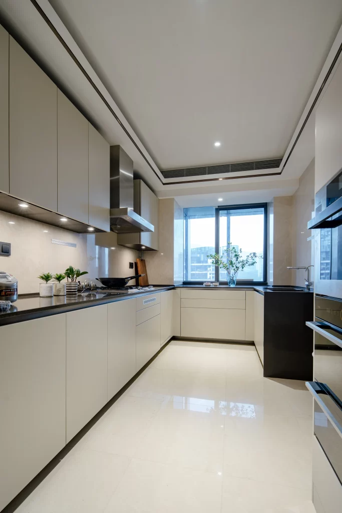 Modern Kitchen White Cabinets Black Countertop
