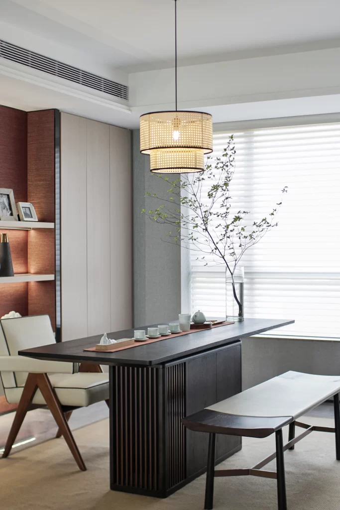 Modern Minimalist Dining Room Natural Light Wooden Pendant Light