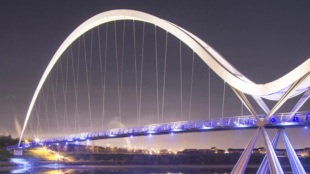 Modern Bridge Night Lights Reflection Architecture Urban