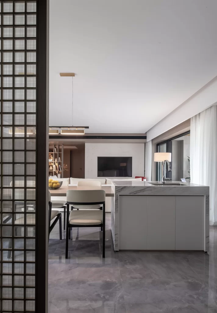 Modern dining table chairs white black minimalist.