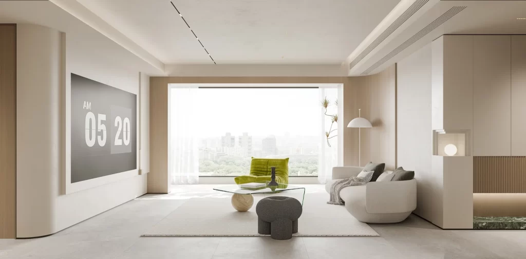Modern minimalist neutral tones contemporary design.