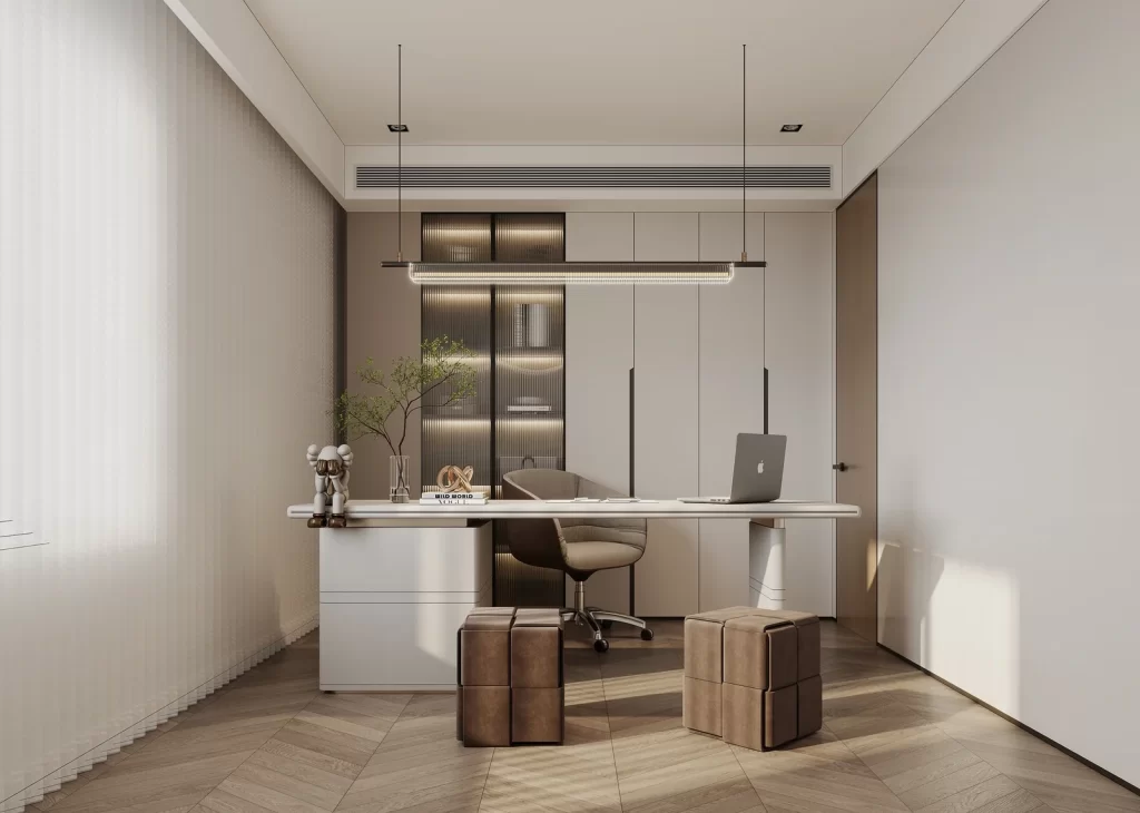 Modern minimalist neutral tones sleek design.