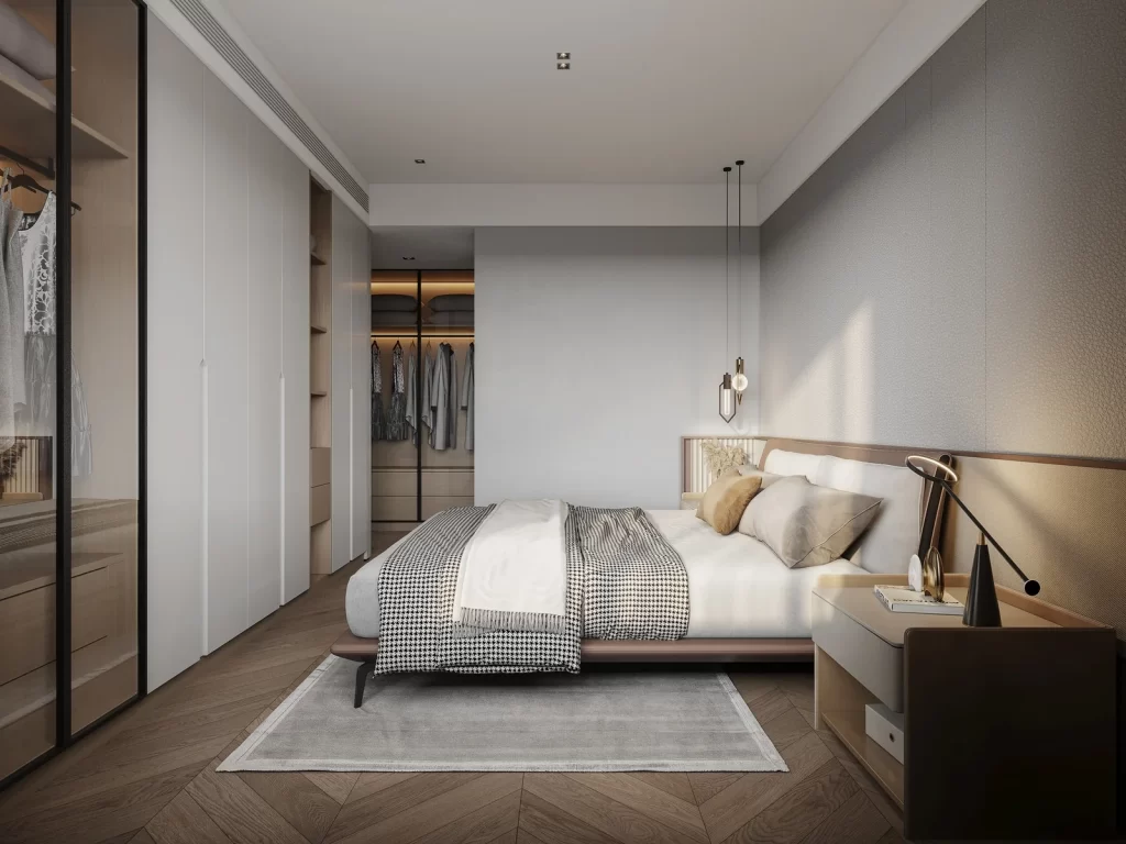 Modern minimalist neutral tones sleek design.