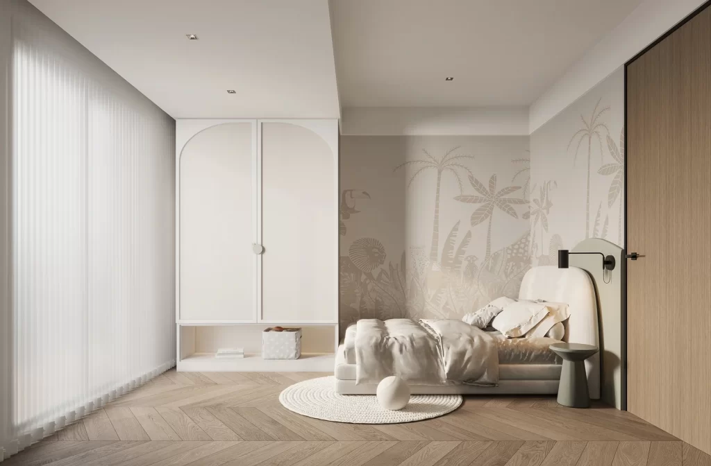 Modern minimalist neutral tones sleek design.