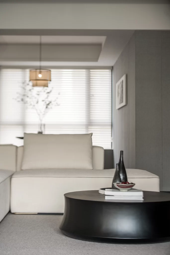 Modern sofa coffee table white gray minimalist.