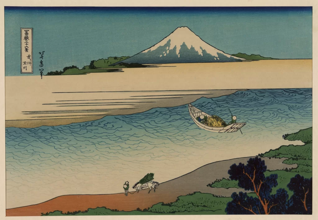 Mount Fuji Boat Waves Horse Landscape Traditional