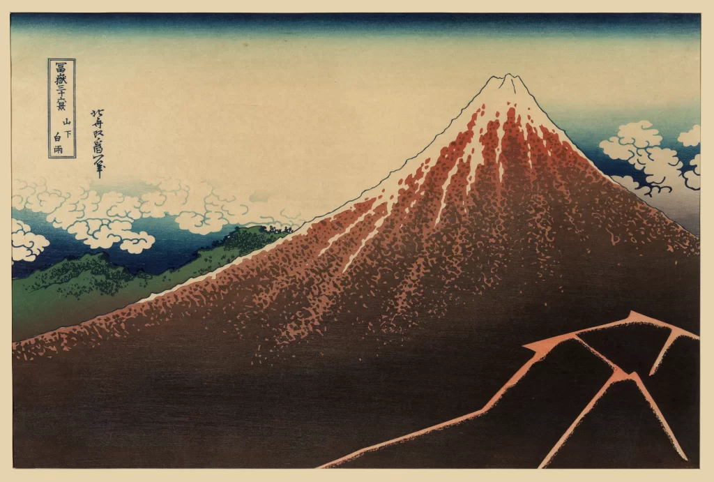Mount Fuji Clouds Landscape Traditional Japanese Art Serene