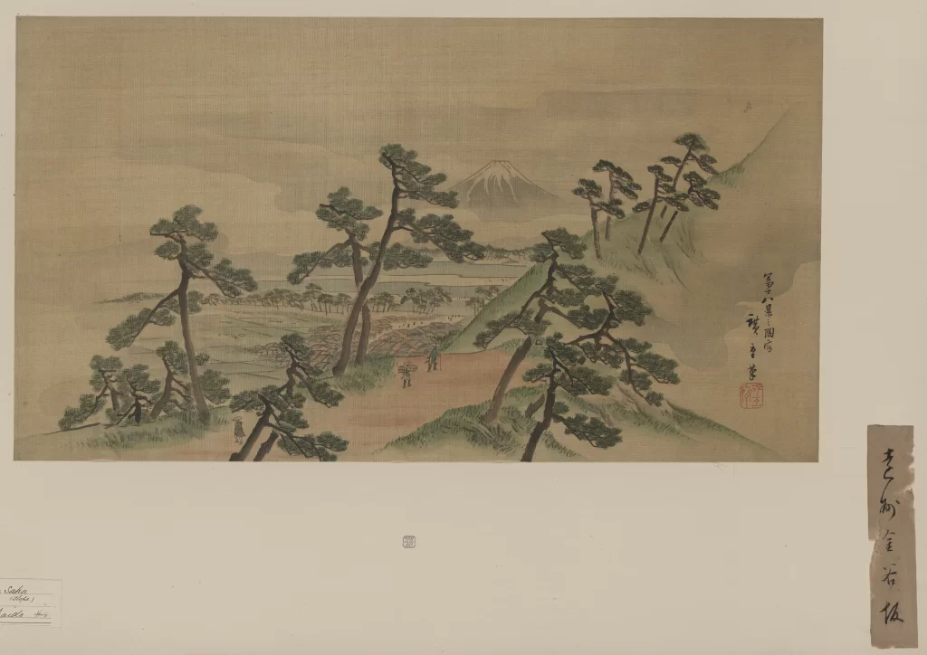 Mount Fuji Landscape Pine Trees Path Traditional Japanese Serene