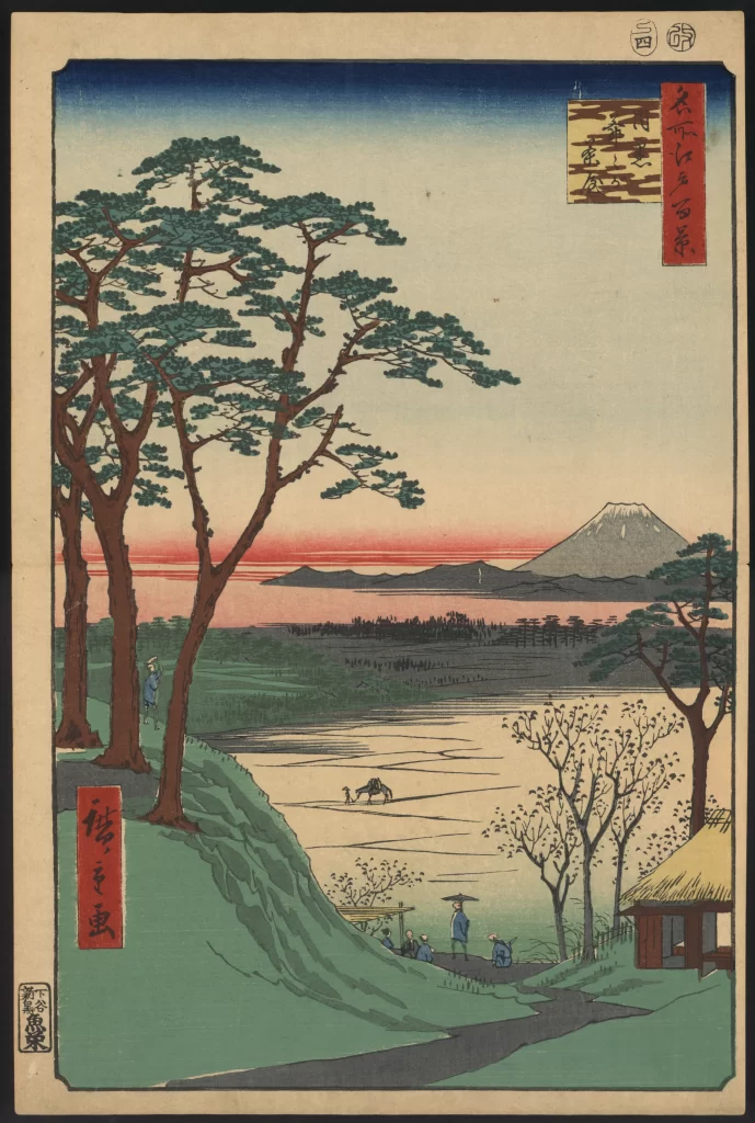 Mount Fuji Landscape Trees River People