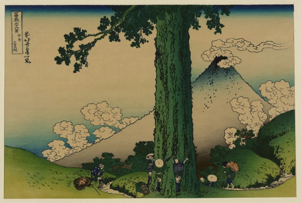 Mount Fuji Tree Clouds Landscape Traditional Clothing Rural Scene