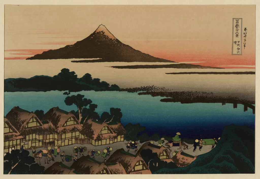 Mount Fuji Village Landscape Travelers Traditional Architecture