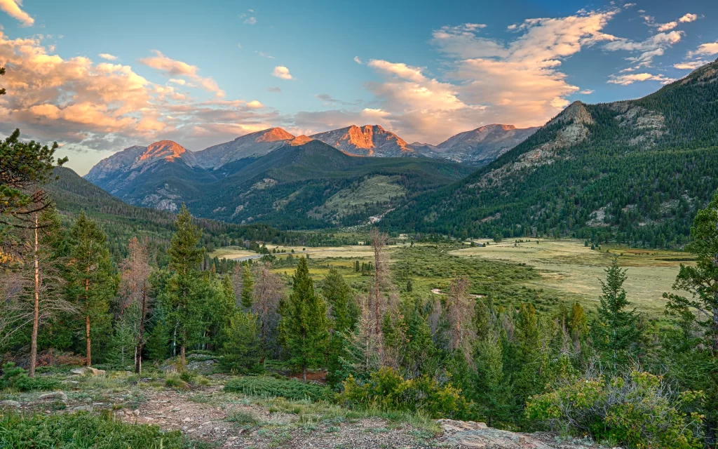 Mountain Forest Valley Sunset Clouds Nature