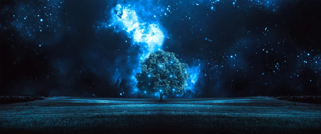 Mystical Cosmic Tree Night Stars Ethereal