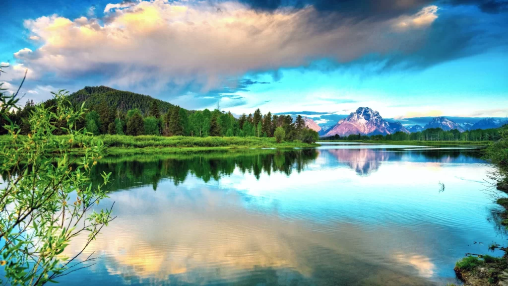 Nature Lake Mountains Sky Clouds Reflection