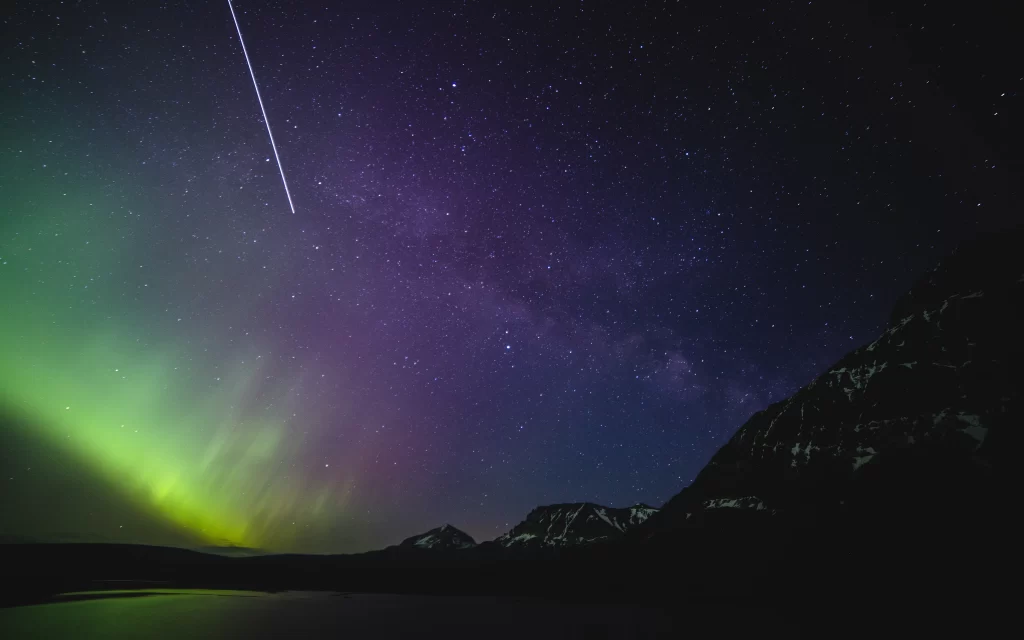 Northern Lights Stars Mountains Night Sky Aurora Reflection