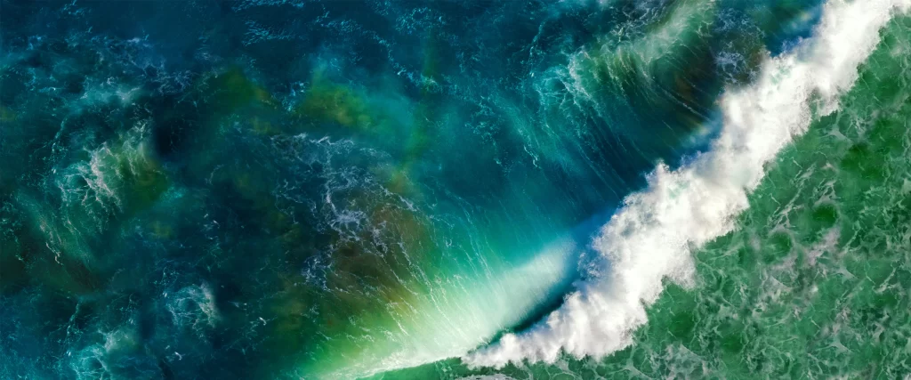 Ocean Waves Aerial View Vibrant Colors Dynamic Motion Natural Beauty
