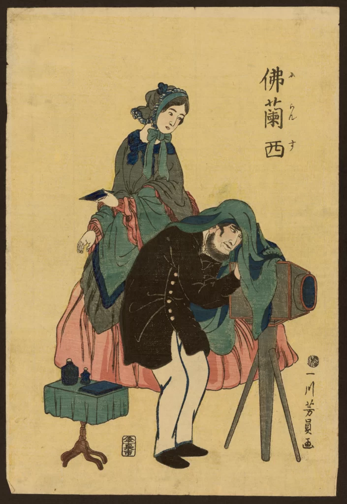 Photography Traditional Attire Woman Man Camera Ukiyo-e