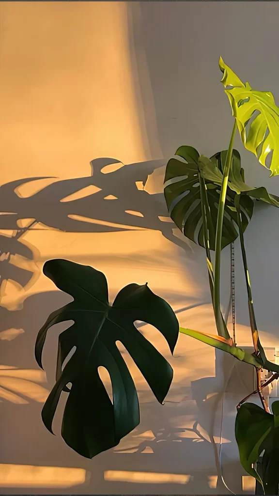 Plant Shadow Sunlight Green Leaves Wall